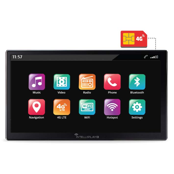 IntelliPlay Lite – 9 inch (2GB/32GB) with 4G SIM, GPS Tracking, Android  Auto, Apple CarPlay* 2 DIN (Frameless)